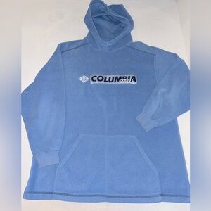 Vintage Columbia Men's Blue Fleece Hoodie
